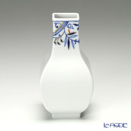 マイセン（Meissen） ブルーオニオン スタイル レッド＆ゴールド 80a095／50097 花瓶（角型） 13cm