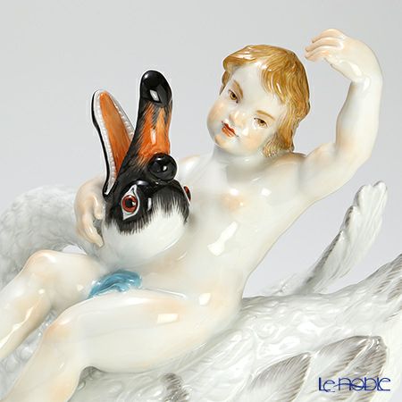 マイセン（Meissen） リミテッドエディション 900184／73060 11／75 フィギュリン 20cm 白鳥に乗るキューピッド 世界限定コレクション