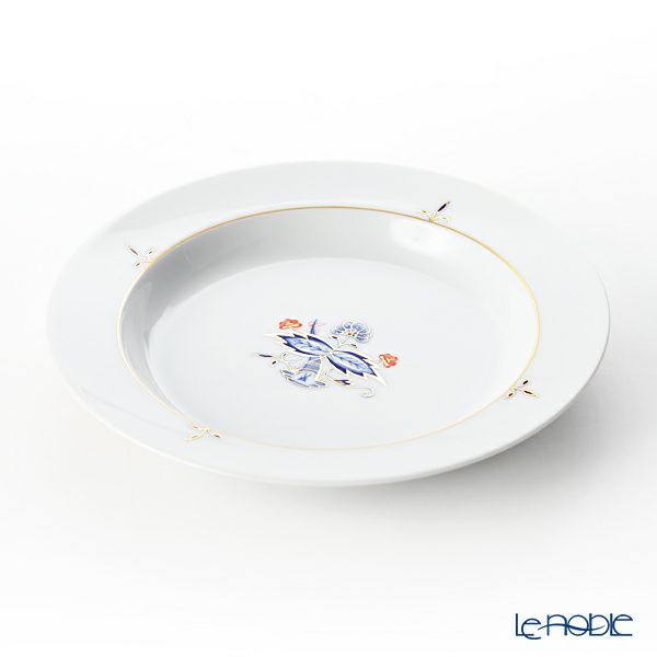 マイセン（Meissen） ノーブルブルー 802890-41487 スーププレート 23cm（ダブルリーフ）