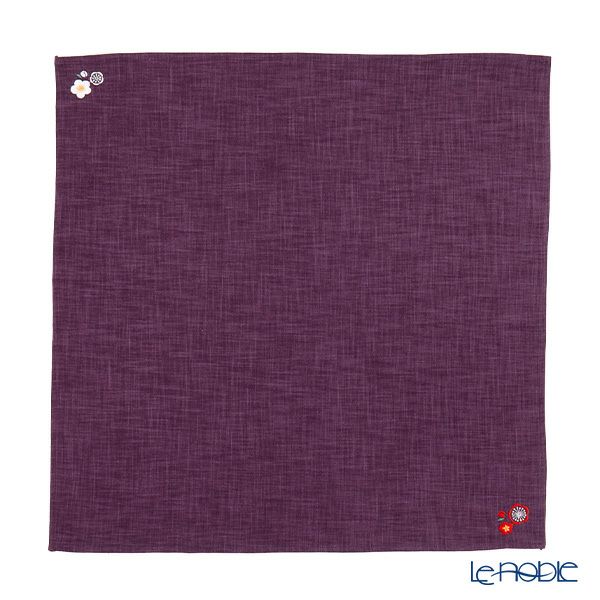 むす美 風呂敷 50 ふくふく刺繍 紅梅白梅 ムラサキ 綿100％ 日本製 50cm 20604-101