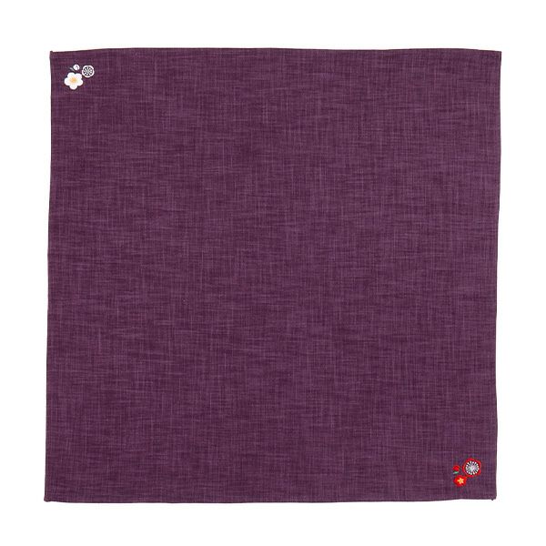 むす美 風呂敷 50 ふくふく刺繍 紅梅白梅 ムラサキ 綿100％ 日本製 50cm 20604-101