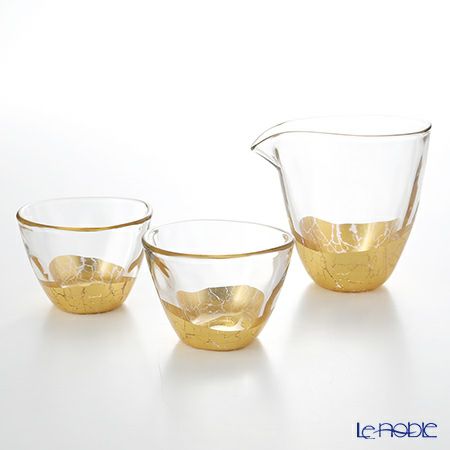 箔一 貫入 酒器セット 片口1＆ぐい呑み2 A161-03023