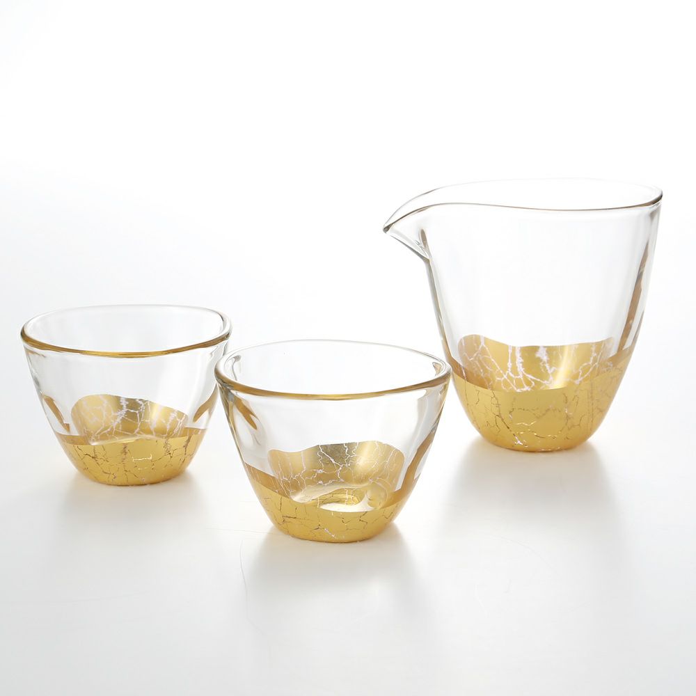 箔一 貫入 酒器セット 片口1＆ぐい呑み2 A161-03023