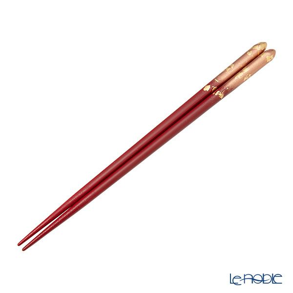 箔一 金の箸銀の箸 霞流し 茜・赤 23cm A211-09025