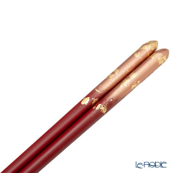 箔一 金の箸銀の箸 霞流し 茜・赤 23cm A211-09025