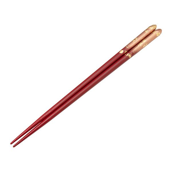 箔一 金の箸銀の箸 霞流し 茜・赤 23cm A211-09025