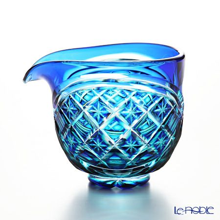 薩摩切子 片口 二重被せ 琉璃／緑 275ml 57675