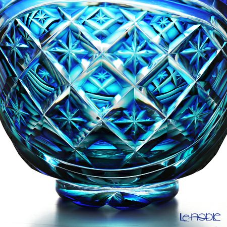 薩摩切子 片口 二重被せ 琉璃／緑 275ml 57675