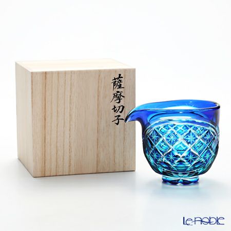 薩摩切子 片口 二重被せ 琉璃／緑 275ml 57675