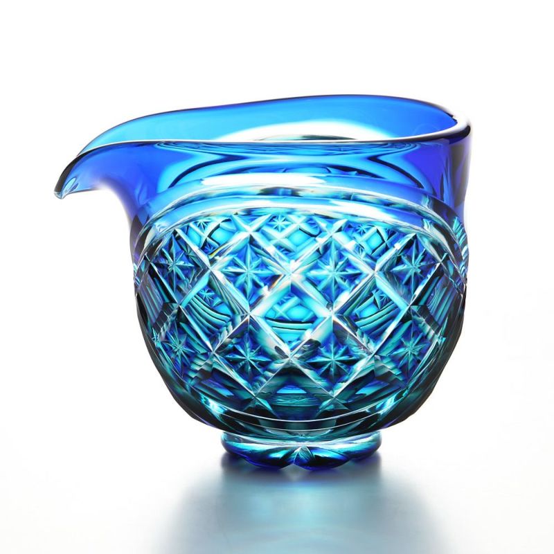 薩摩切子 片口 二重被せ 琉璃／緑 275ml 57675