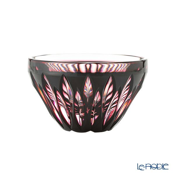 薩摩切子 桜島盃 二重被せ 黒／金赤 80ml