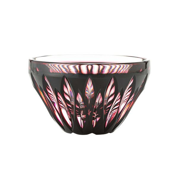 薩摩切子 桜島盃 二重被せ 黒／金赤 80ml