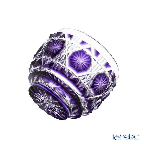 復元薩摩切子 猪口A／1102 八角籠目 紫