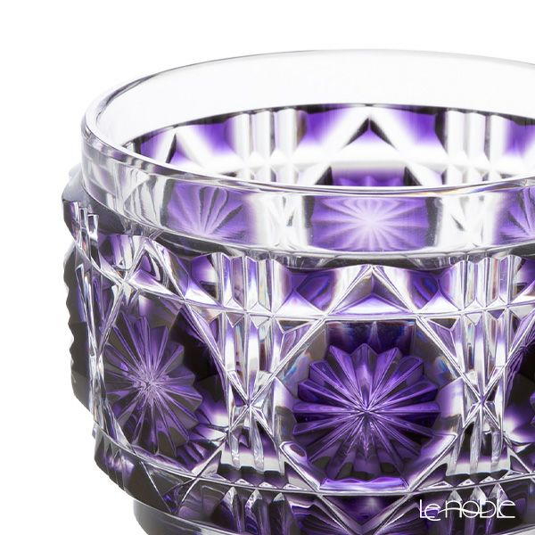 復元薩摩切子 猪口A／1102 八角籠目 紫