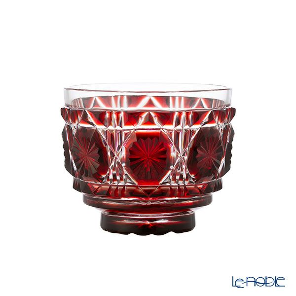 復元薩摩切子 猪口A／1103 八角籠目 銅赤