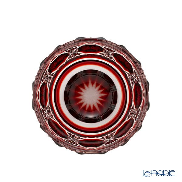 復元薩摩切子 猪口A／1103 八角籠目 銅赤