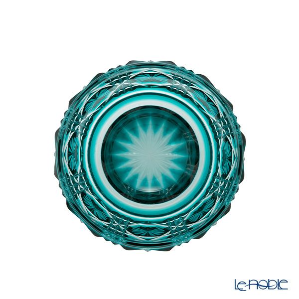 復元薩摩切子 猪口A／1105 八角籠目 緑