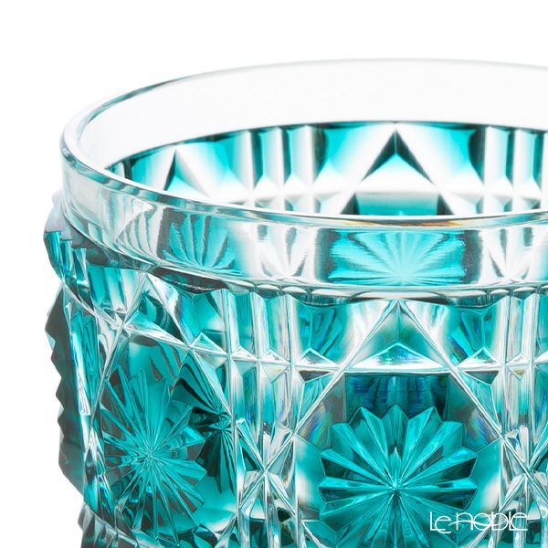 復元薩摩切子 猪口A／1105 八角籠目 緑