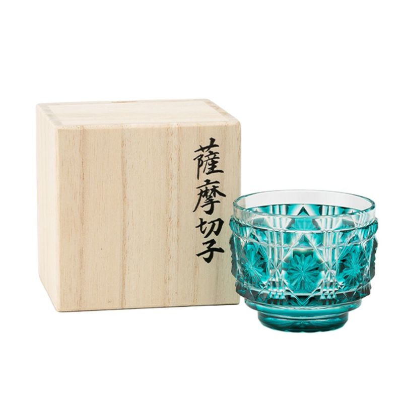 復元薩摩切子 猪口A／1105 八角籠目 緑 | ブランド洋食器専門店ル