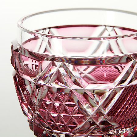 薩摩切子 馬上杯／20501 六角籠目に麻の葉小紋 金赤