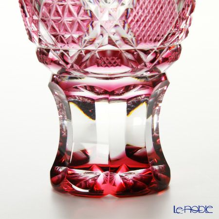 薩摩切子 馬上杯／20501 六角籠目に麻の葉小紋 金赤