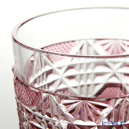 薩摩切子 タンブラー／22001 八角籠目 金赤