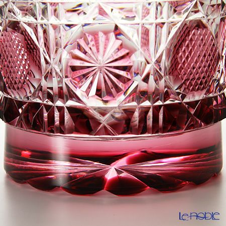 薩摩切子 タンブラー／22001 八角籠目 金赤