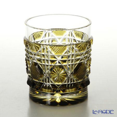 薩摩切子 タンブラー／22004 八角籠目 黄