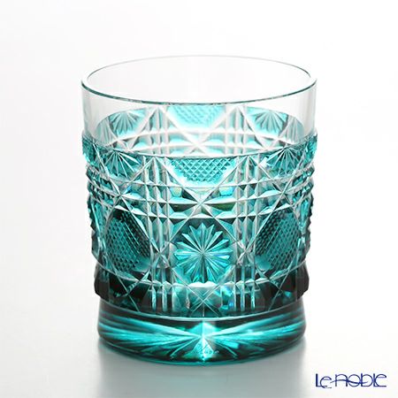 薩摩切子 タンブラー／22005 八角籠目 緑