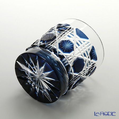 薩摩切子 タンブラー／22006 八角籠目 藍