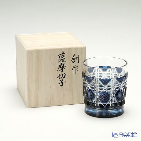 薩摩切子 タンブラー／22006 八角籠目 藍