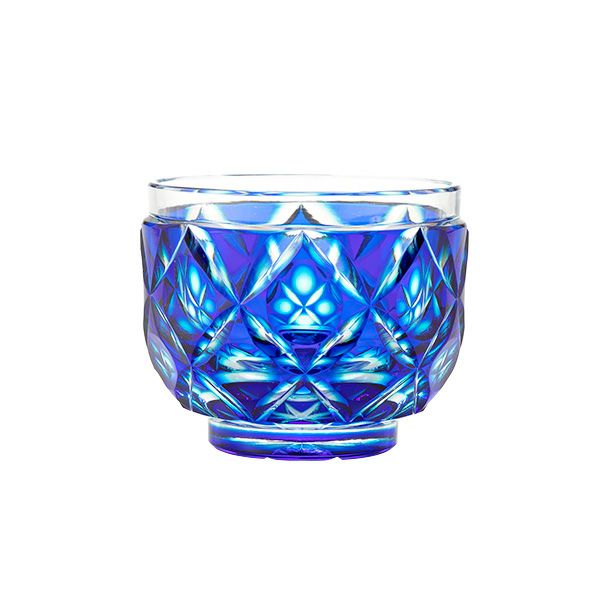 薩摩切子 猪口 二重被せ 翡翠（かわせみ） 100ml