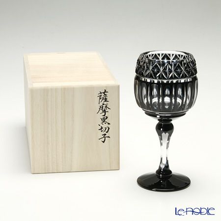 薩摩切子 ワイングラス小／57208 黒切子