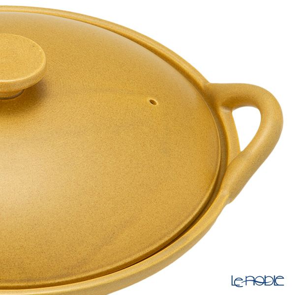 マルミツポテリ スタジオエム フントス 浅鍋 1400ml マスタード 直火可能・IH不可