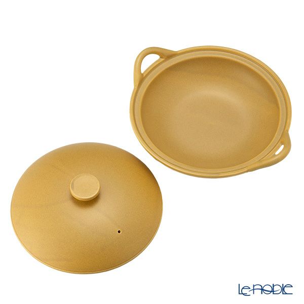 マルミツポテリ スタジオエム フントス 浅鍋 1400ml マスタード 直火可能・IH不可