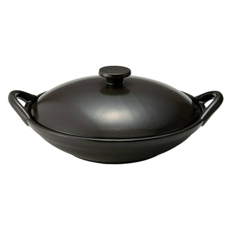 マルミツポテリ スタジオエム フントス 浅鍋 1400ml 黒 直火可能・IH不可