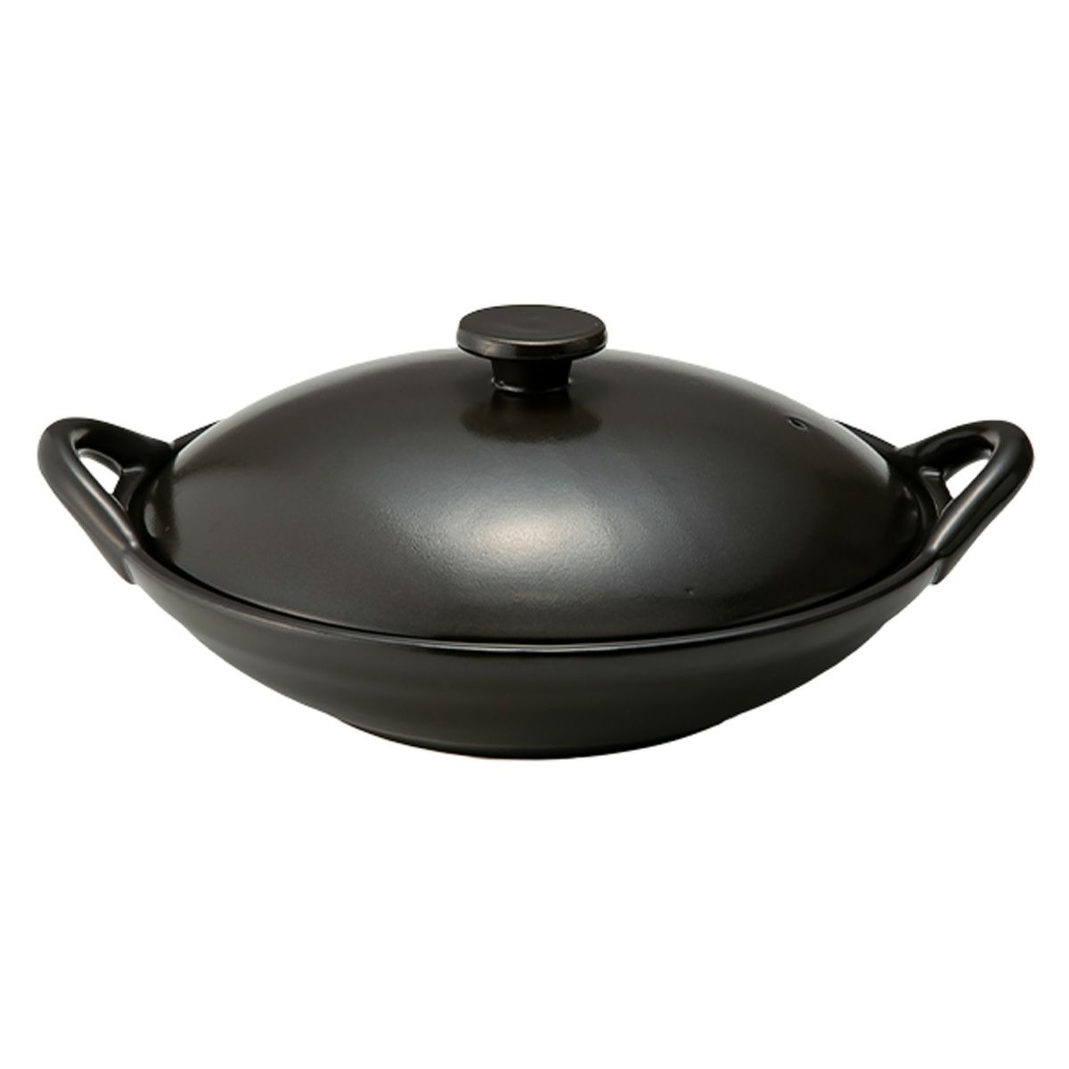 マルミツポテリ スタジオエム フントス 浅鍋 1400ml 黒 直火可能・IH不可