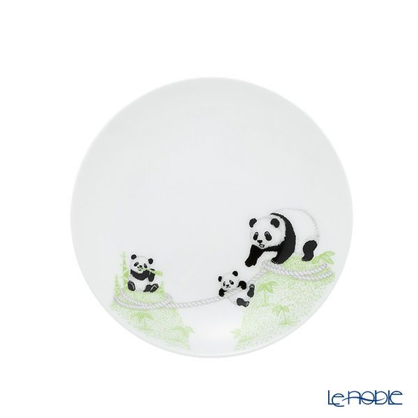 大倉陶園 パンダ親子 縁起物語 16cm皿 双子山の双子パンダ C310-6／34H
