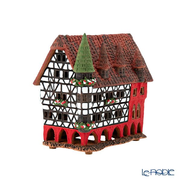 北欧リトアニア製陶器 ミデーネ MIDENE ミニチュアハウス 香台付 ドイツ フルダの市役所 A210N