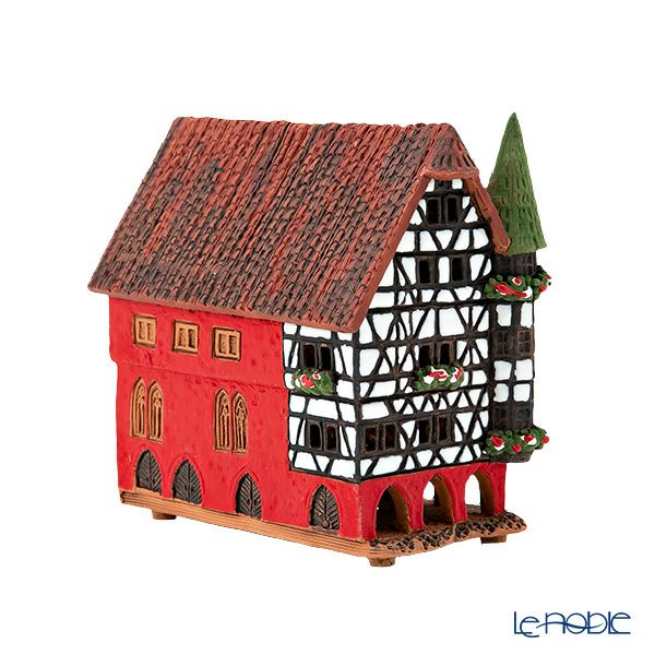 北欧リトアニア製陶器 ミデーネ MIDENE ミニチュアハウス 香台付 ドイツ フルダの市役所 A210N