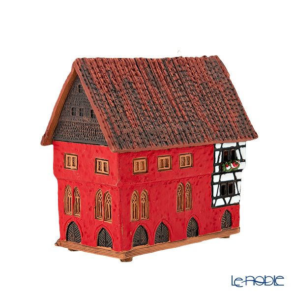 北欧リトアニア製陶器 ミデーネ MIDENE ミニチュアハウス 香台付 ドイツ フルダの市役所 A210N