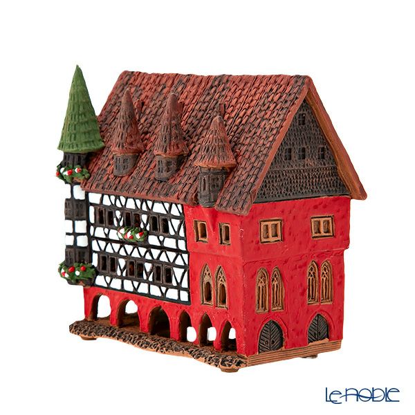 北欧リトアニア製陶器 ミデーネ MIDENE ミニチュアハウス 香台付 ドイツ フルダの市役所 A210N