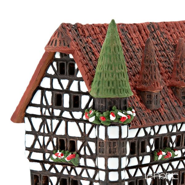 北欧リトアニア製陶器 ミデーネ MIDENE ミニチュアハウス 香台付 ドイツ フルダの市役所 A210N