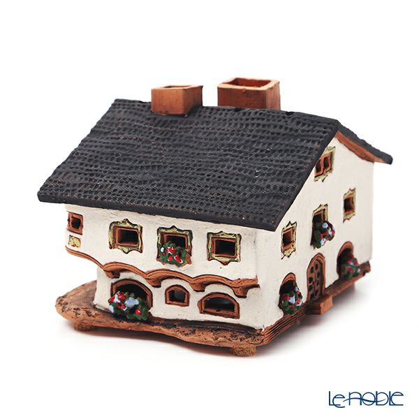 北欧リトアニア製陶器 ミデーネ MIDENE ミニチュアハウス 煙突＆香台付 オーストリア セイントウォルフガングの家 7cm A237AR