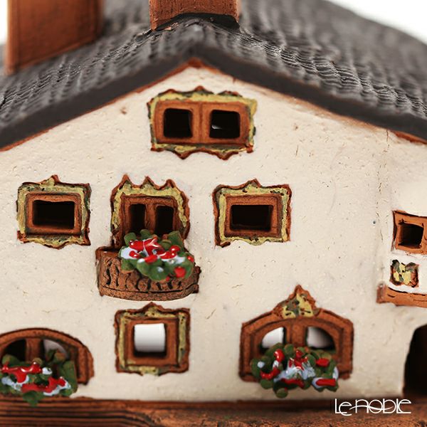 北欧リトアニア製陶器 ミデーネ MIDENE ミニチュアハウス 煙突＆香台付 オーストリア セイントウォルフガングの家 7cm A237AR