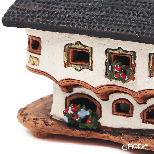 北欧リトアニア製陶器 ミデーネ MIDENE ミニチュアハウス 煙突＆香台付 オーストリア セイントウォルフガングの家 7cm A237AR