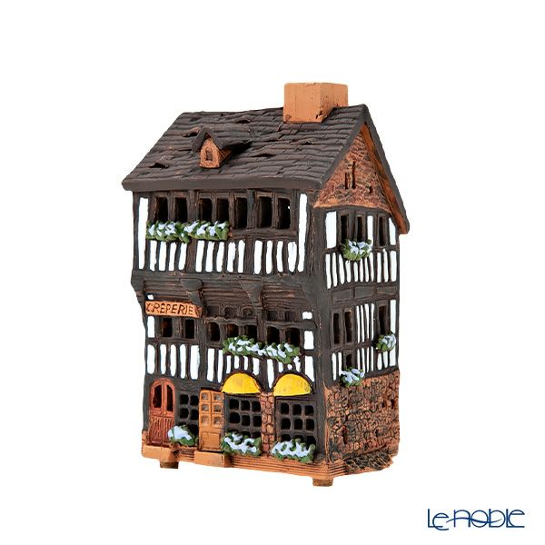 北欧リトアニア製陶器 ミデーネ MIDENE ミニチュアハウス 煙突＆香台付 フランス モンサンミッシェルのクレープ屋 13cm A258N