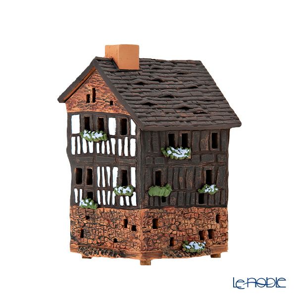 北欧リトアニア製陶器 ミデーネ MIDENE ミニチュアハウス 煙突＆香台付 フランス モンサンミッシェルのクレープ屋 13cm A258N