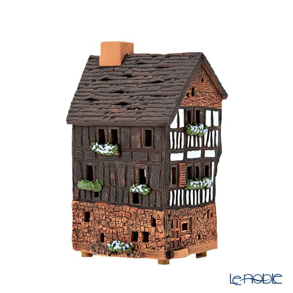 北欧リトアニア製陶器 ミデーネ MIDENE ミニチュアハウス 煙突＆香台付 フランス モンサンミッシェルのクレープ屋 13cm A258N