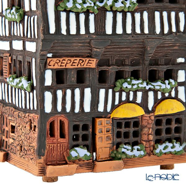 北欧リトアニア製陶器 ミデーネ MIDENE ミニチュアハウス 煙突＆香台付 フランス モンサンミッシェルのクレープ屋 13cm A258N